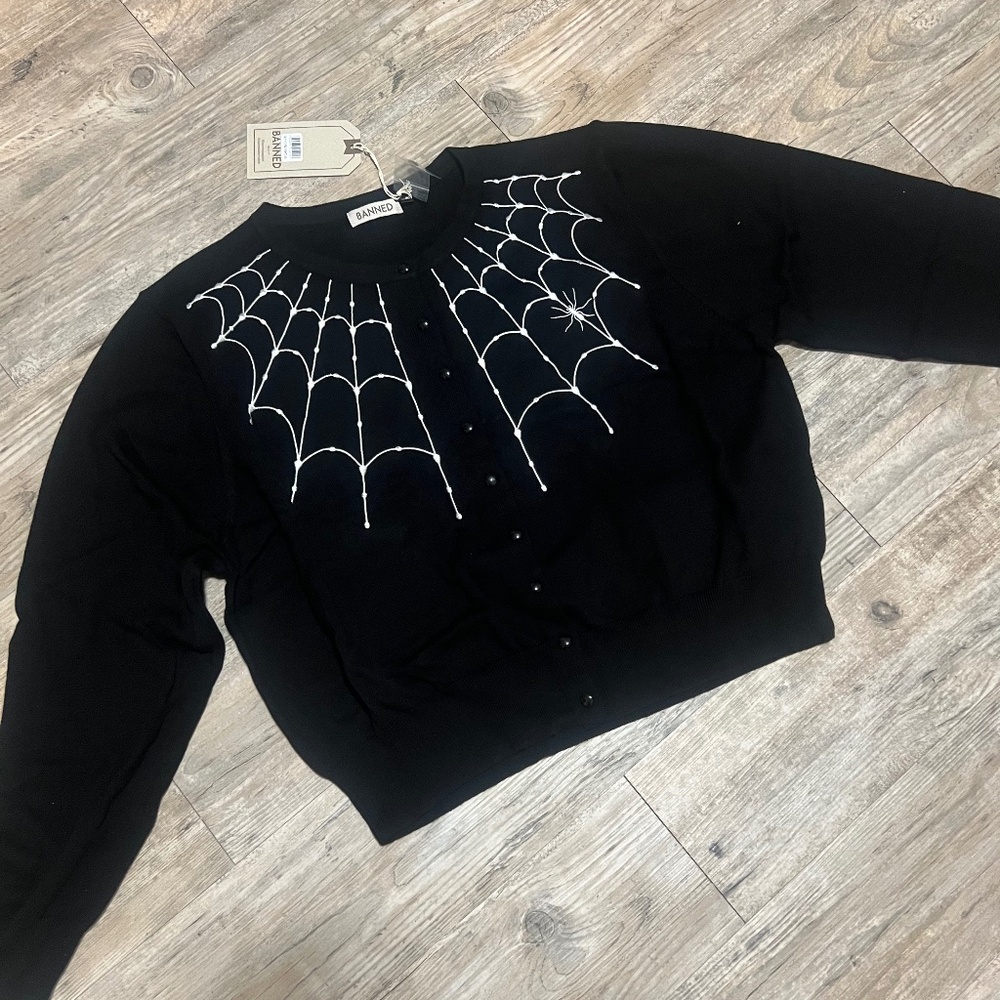 Elegant Black Spider Web Cardigan